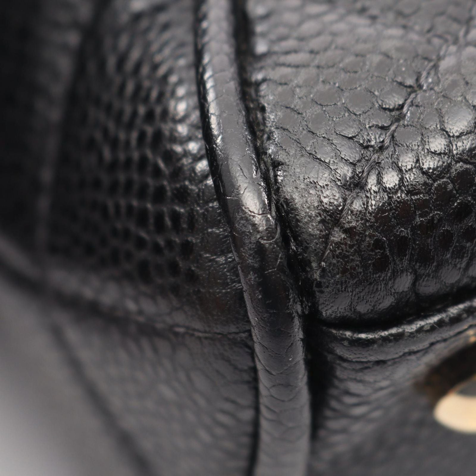 Chanel Handbag Quilted Black Caviar Leather CC Logo Mini — view 8