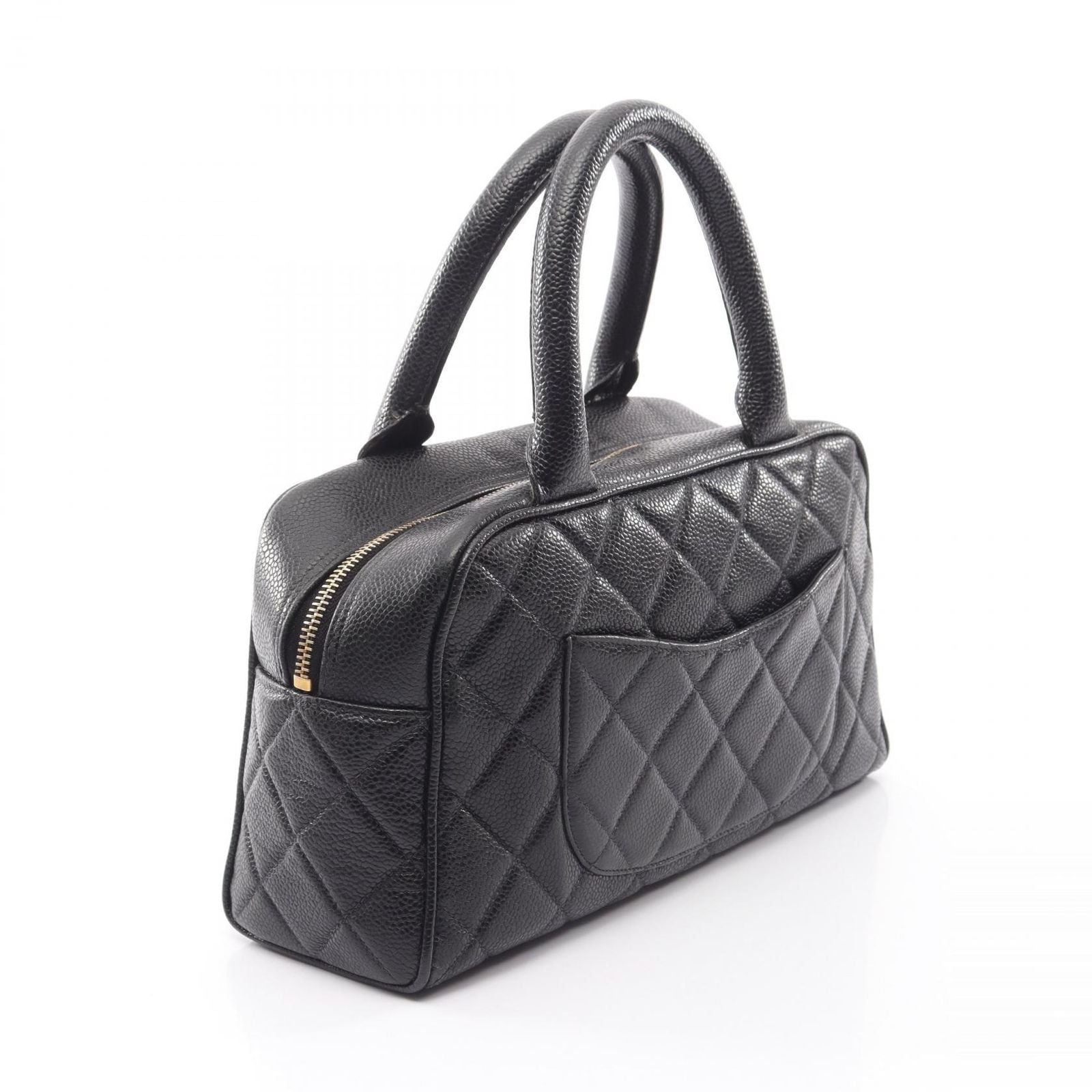 Chanel Handbag Quilted Black Caviar Leather CC Logo Mini — view 2