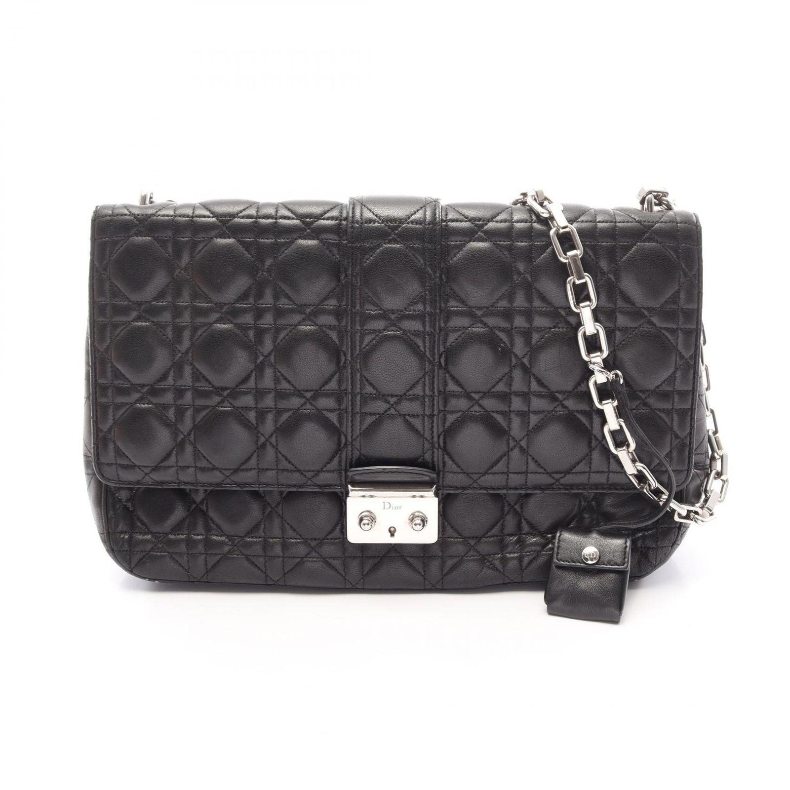 Dior Shoulder Bag New Rock Cannage Black Leather Chain