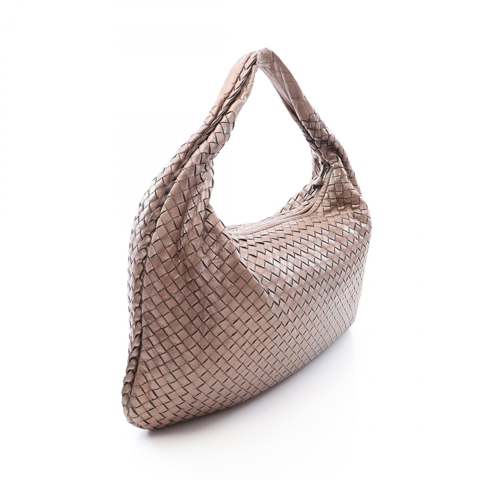 Bottega Veneta Shoulder Bag Intrecciato Metallic Brown Leather Hobo — view 2