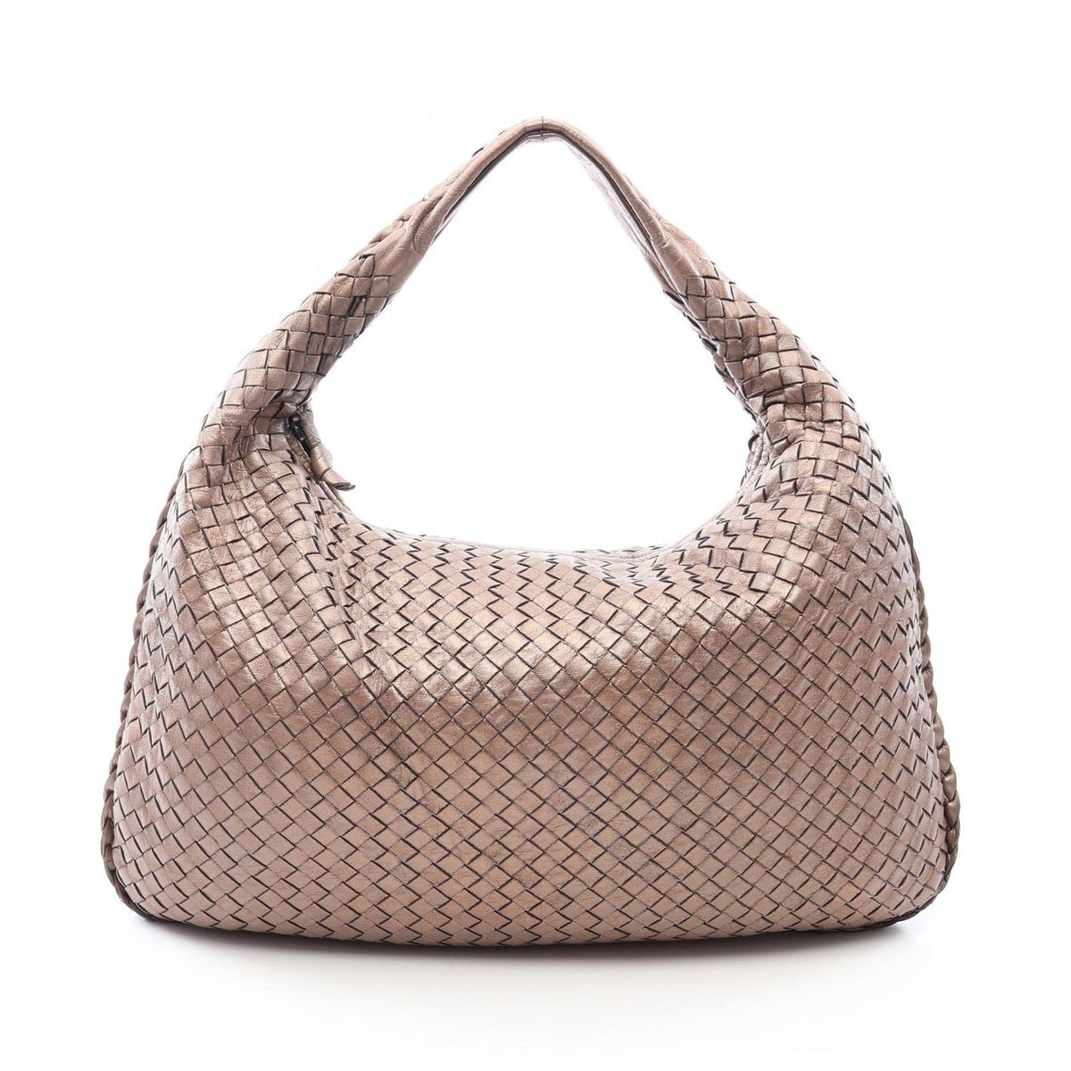 Bottega Veneta Shoulder Bag Intrecciato Metallic Brown Leather Hobo