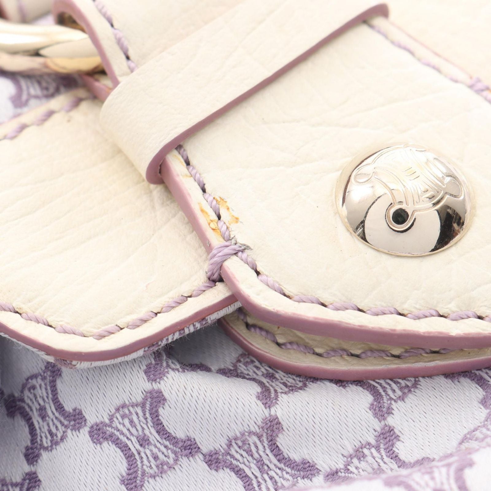 Celine Shoulder Bag Macadam Purple White Canvas Leather — view 8