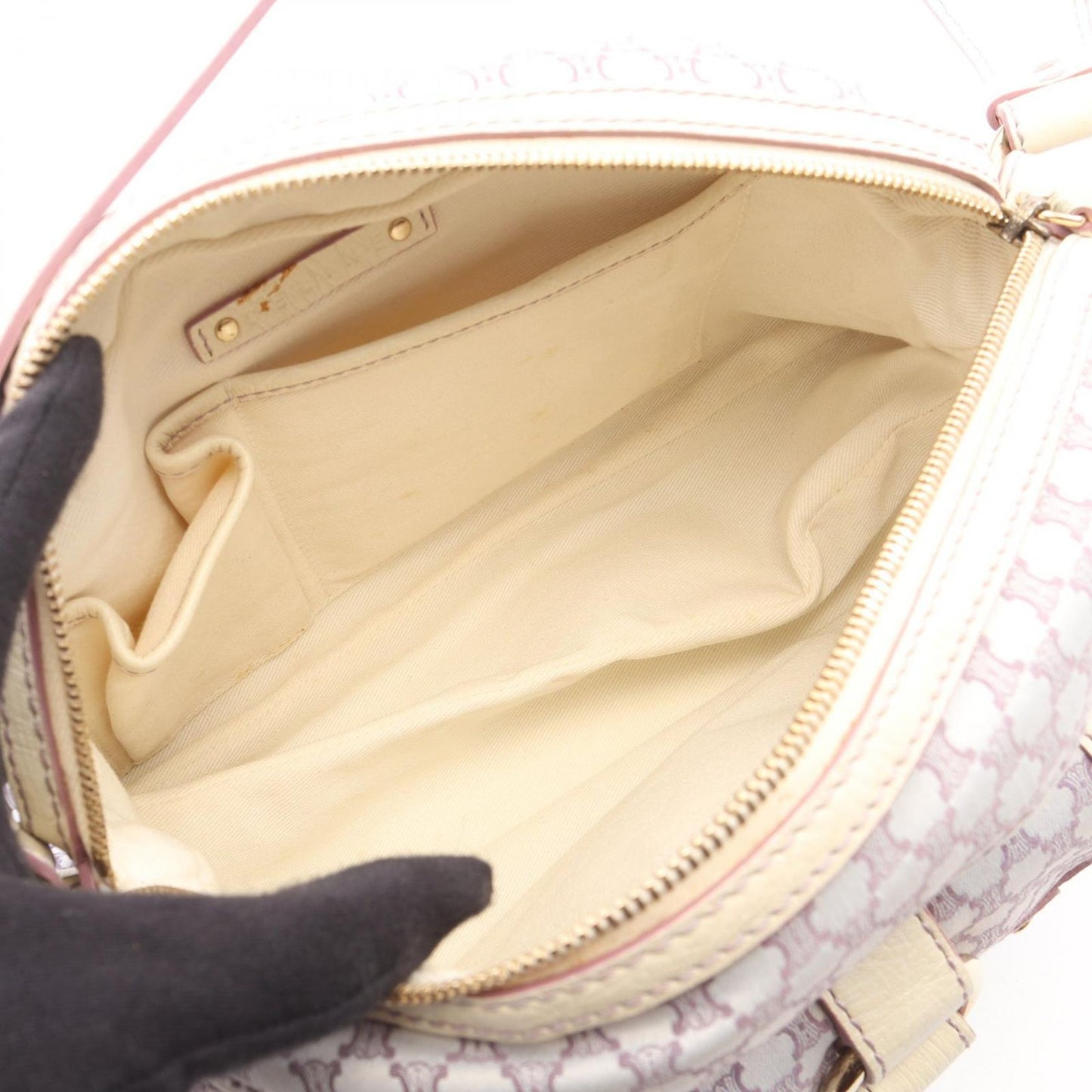 Celine Shoulder Bag Macadam Purple White Canvas Leather — view 3