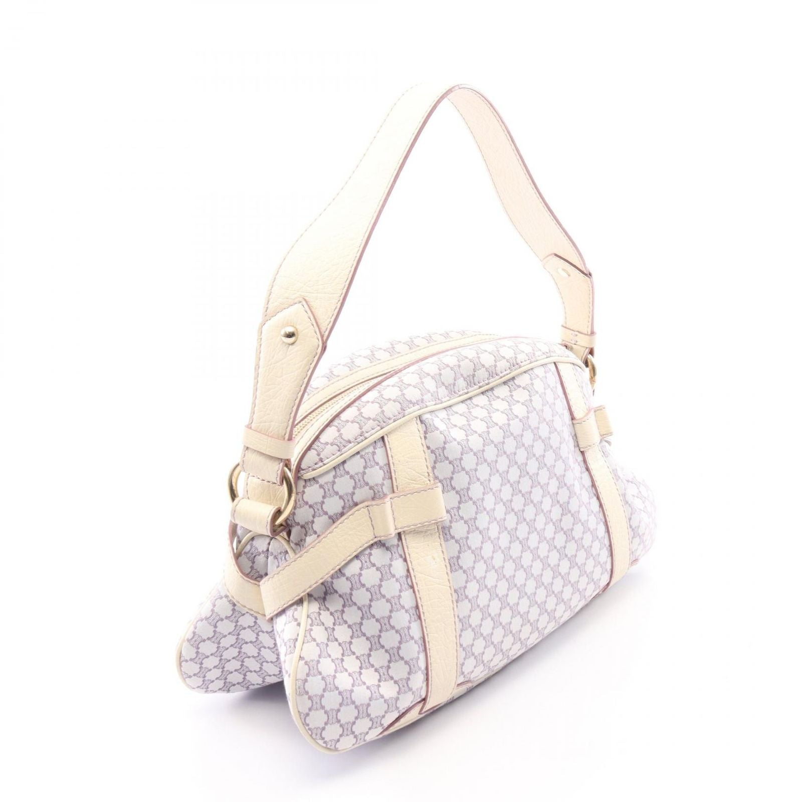 Celine Shoulder Bag Macadam Purple White Canvas Leather — view 2