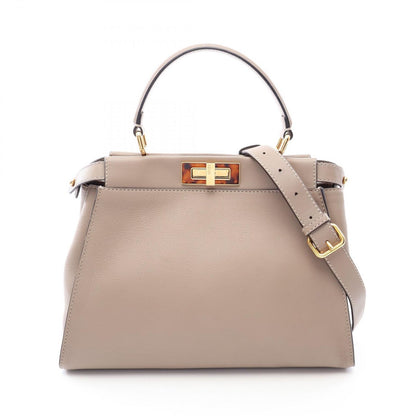 Fendi Handbag Peekaboo Regular 2-Way Gray Leather