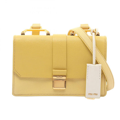Miu Miu Shoulder Bag Madras Yellow White Leather