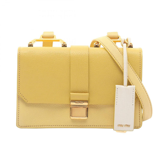 Miu Miu Shoulder Bag Madras Yellow White Leather
