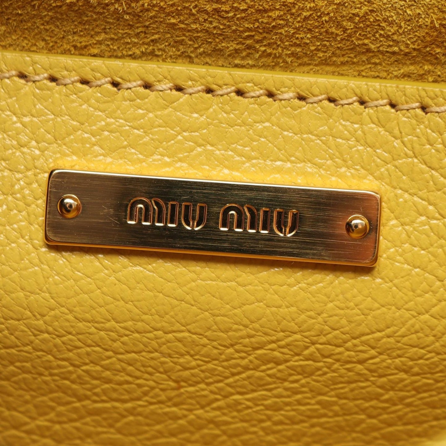 Miu Miu Shoulder Bag Madras Yellow White Leather — view 4