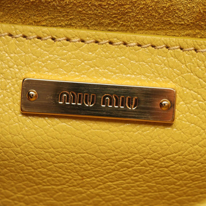 Miu Miu Shoulder Bag Madras Yellow White Leather — view 4