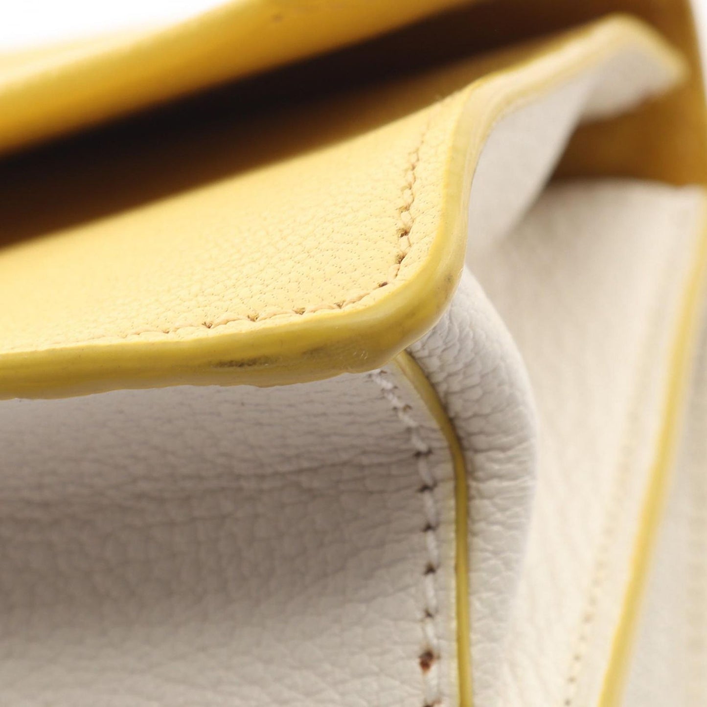 Miu Miu Shoulder Bag Madras Yellow White Leather — view 7