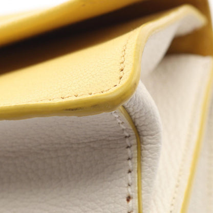 Miu Miu Shoulder Bag Madras Yellow White Leather — view 7