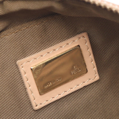 Fendi Handbag Zucchino Pouch Pink Beige Canvas Leather — view 4