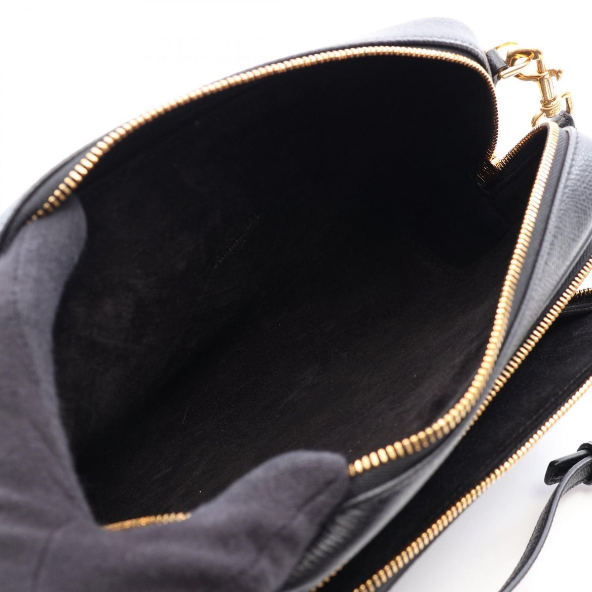 Dior Shoulder Bag Double Pouch Black Leather — view 3