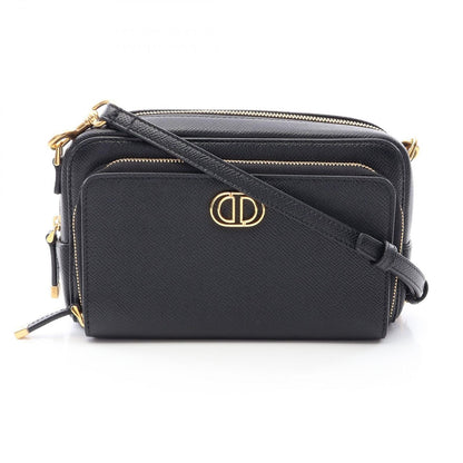 Dior Shoulder Bag Double Pouch Black Leather