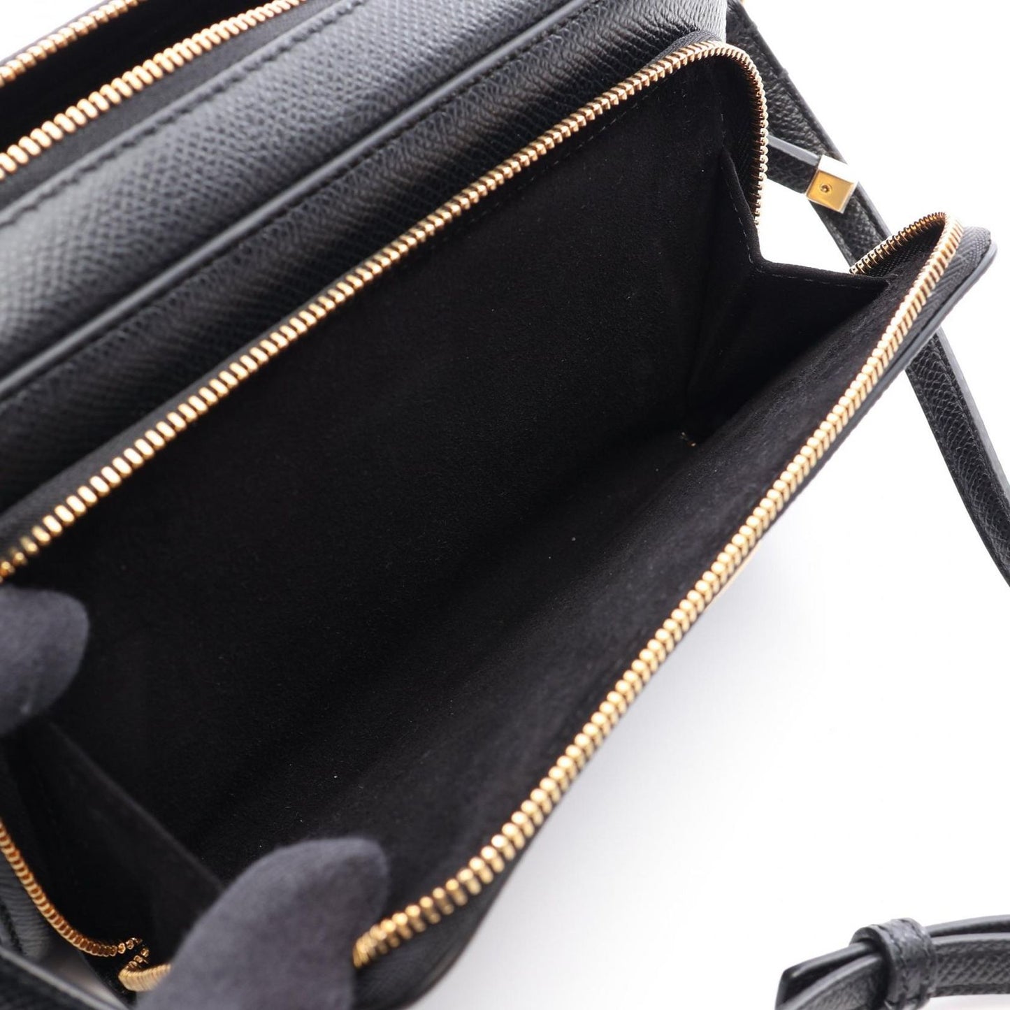 Dior Shoulder Bag Double Pouch Black Leather — view 4