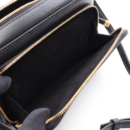 Dior Shoulder Bag Double Pouch Black Leather — view 4