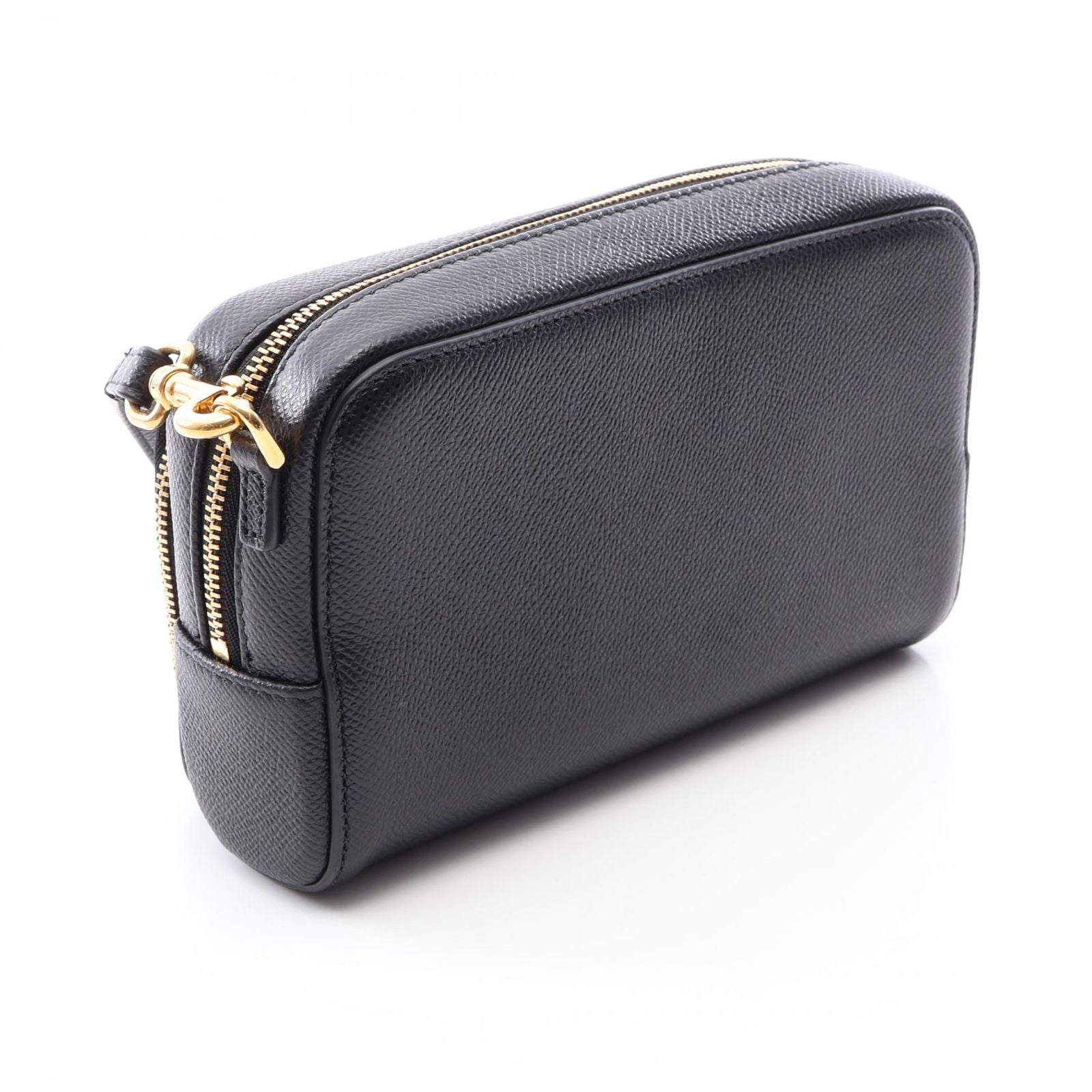 Dior Shoulder Bag Double Pouch Black Leather — view 2