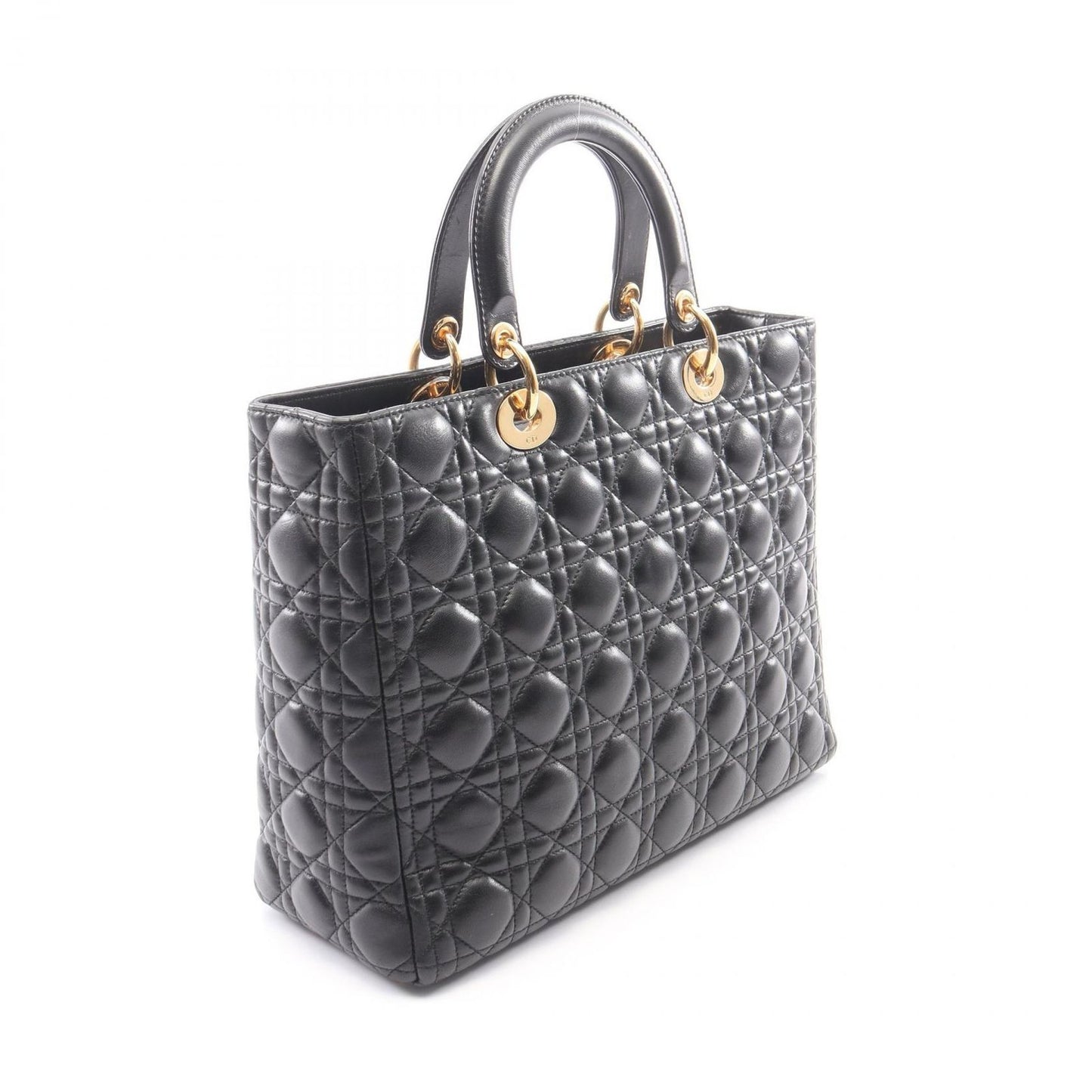 Dior Handbag Lady Dior Large Cannage 2-Way Black Leather Lady Dior Tote — view 2