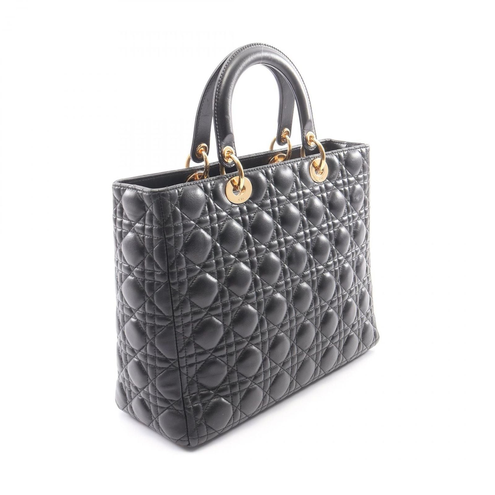 Dior Handbag Lady Dior Large Cannage 2-Way Black Leather Lady Dior Tote — view 2
