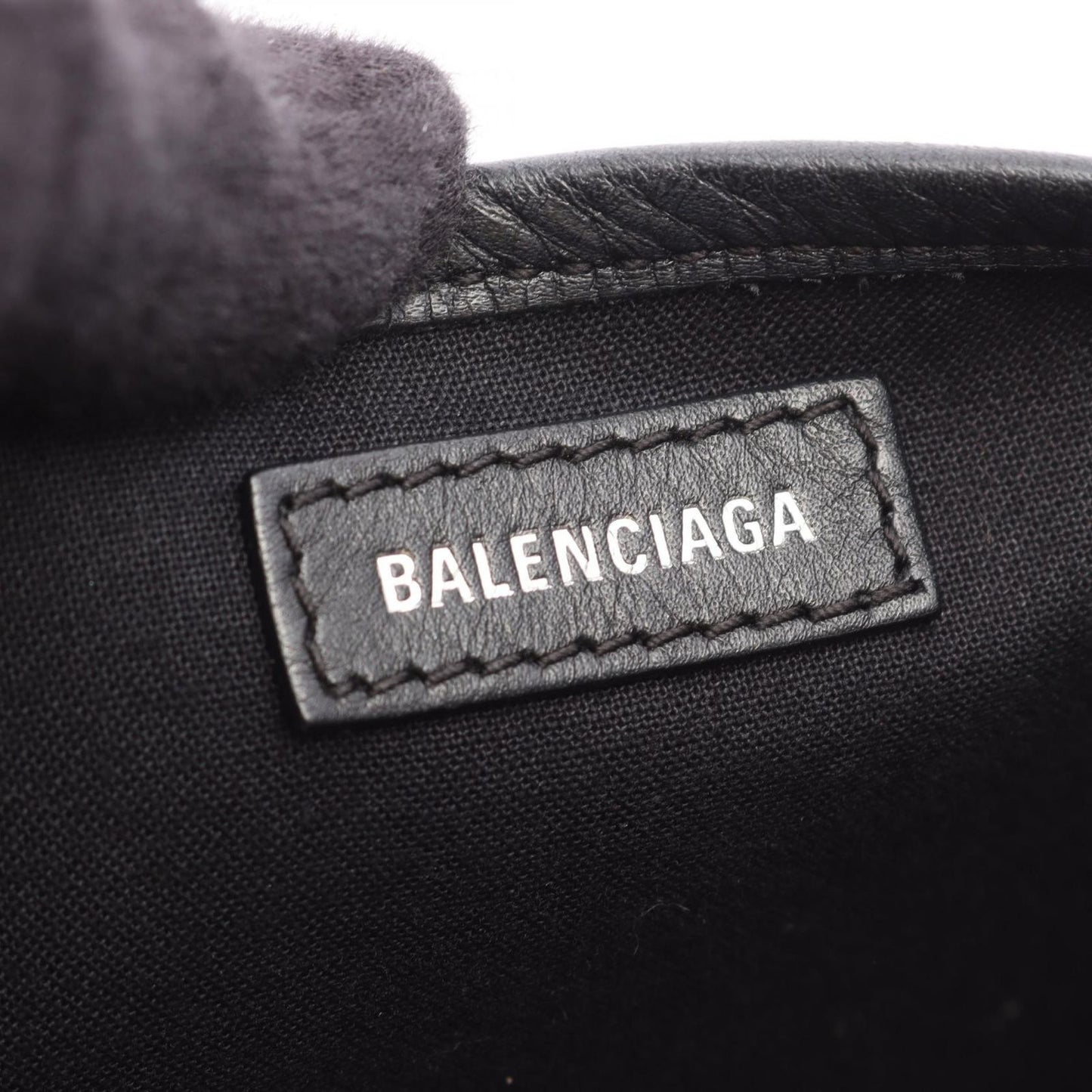 Balenciaga Handbag Navy Cabas XS 2-Way Natural Black Canvas Leather — view 4