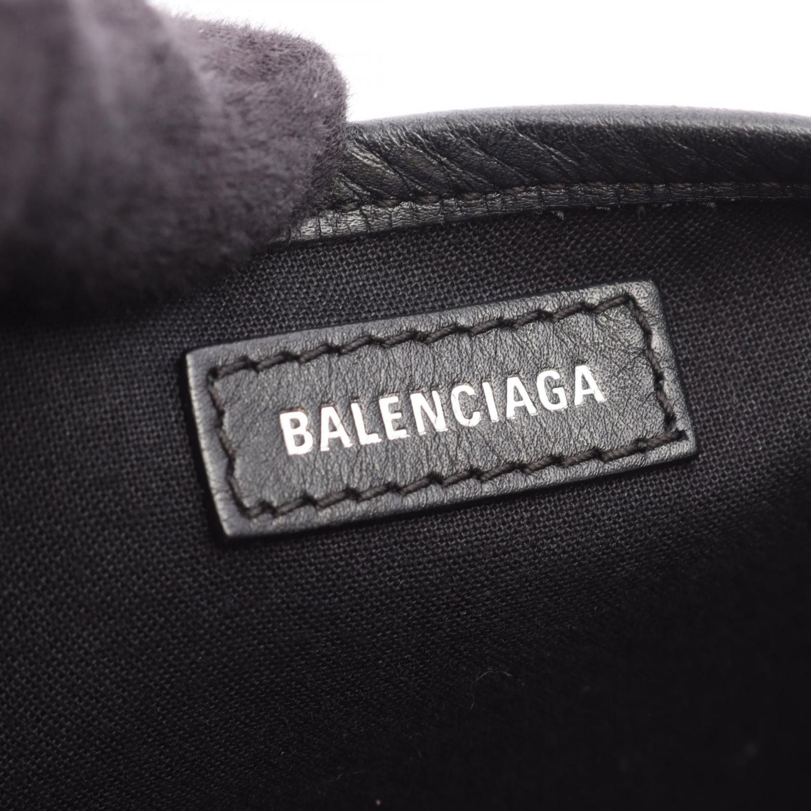 Balenciaga Handbag Navy Cabas XS 2-Way Natural Black Canvas Leather — view 4