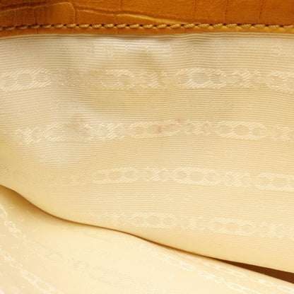 Celine Handbag Boogie Bag Croco Embossed Beige Yellow Canvas Leather — view 7