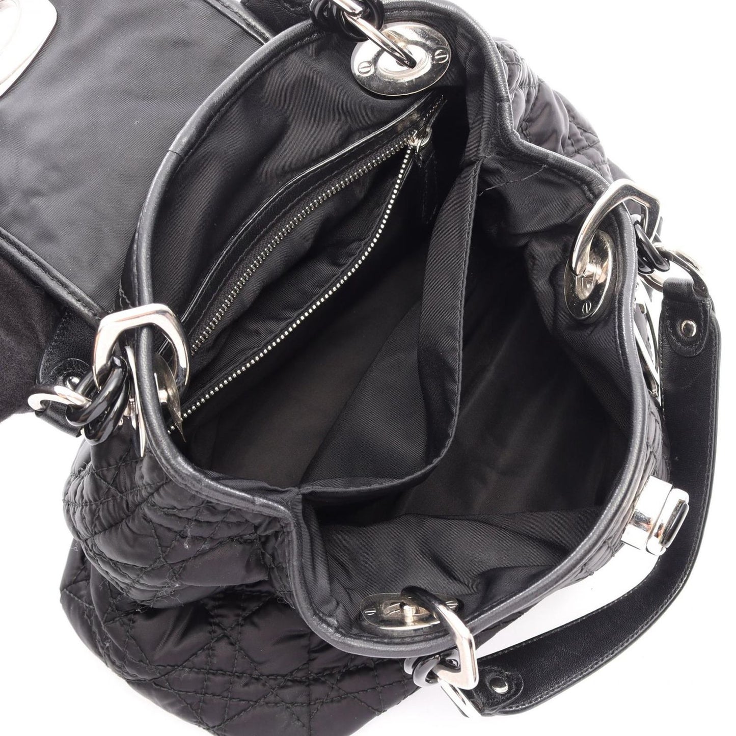Dior Handbag Charming Lock Cannage Black Nylon Leather — view 3