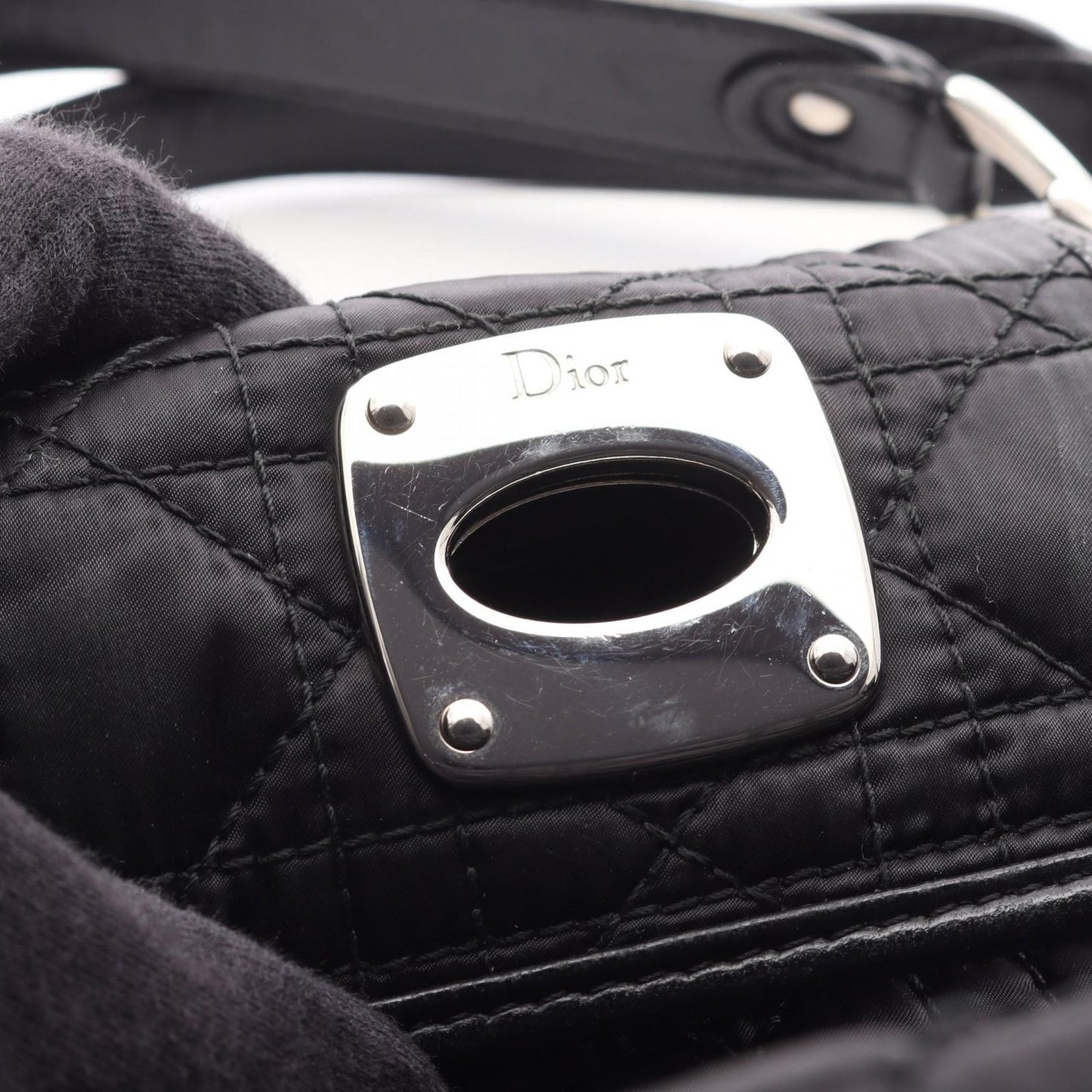 Dior Handbag Charming Lock Cannage Black Nylon Leather — view 7