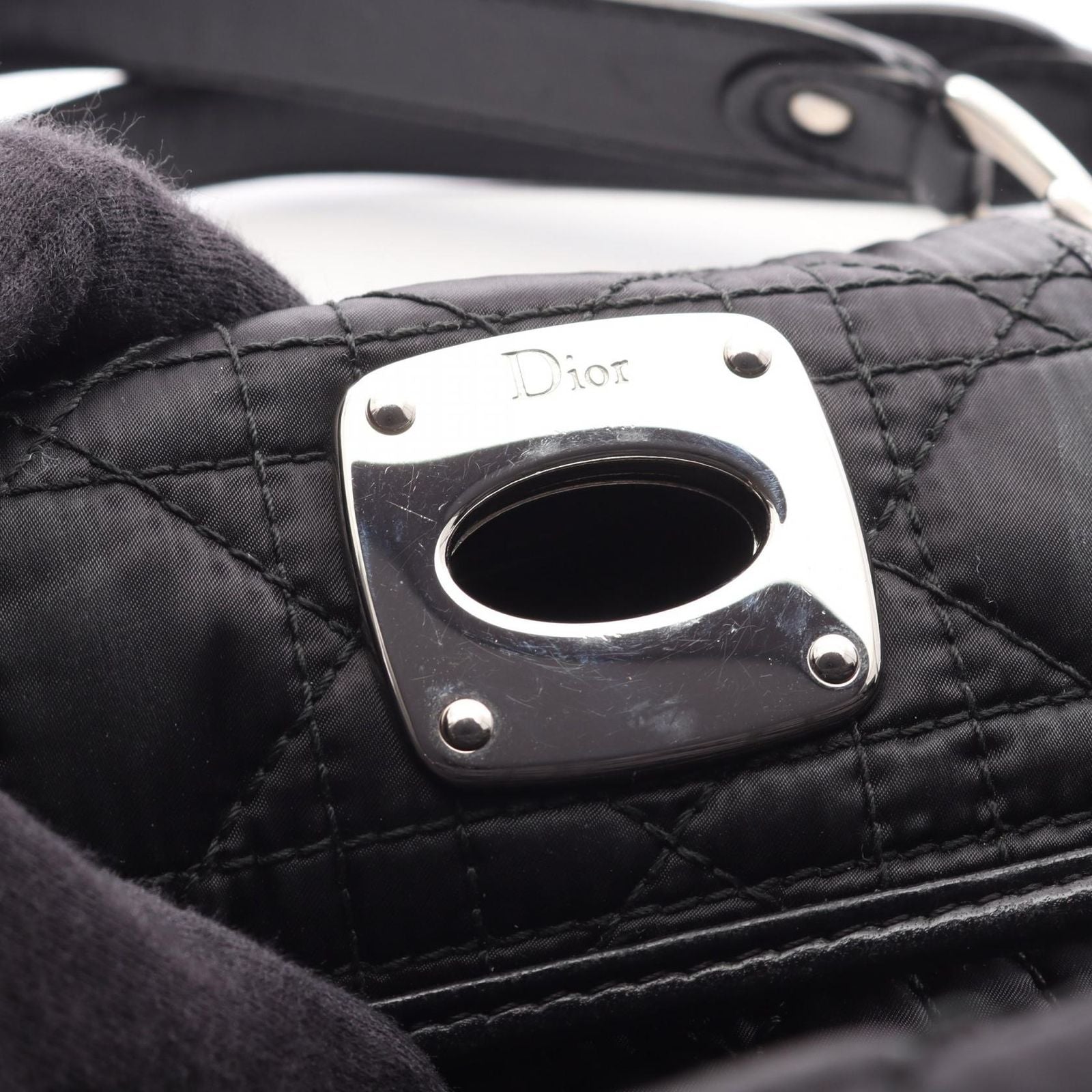 Dior Handbag Charming Lock Cannage Black Nylon Leather — view 7