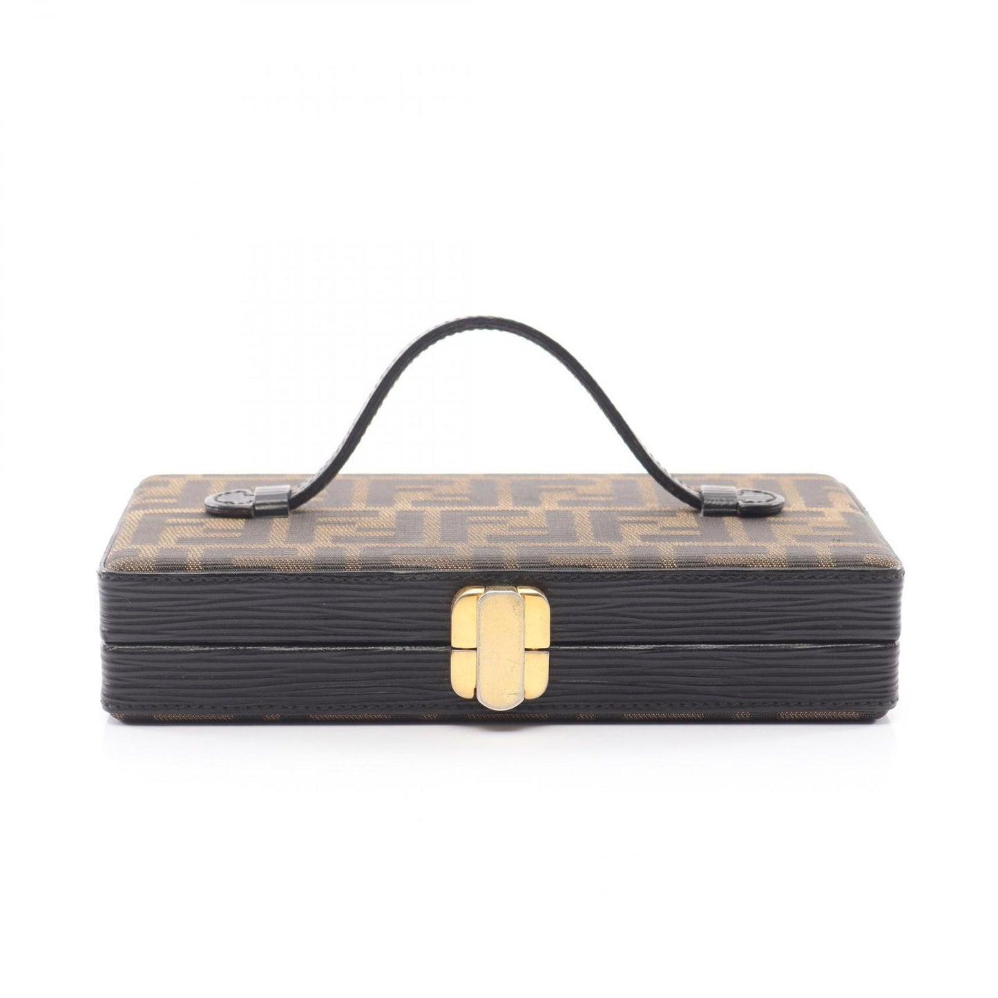 Fendi Handbag Zucca Brown Canvas Leather Mini Vanity Bag