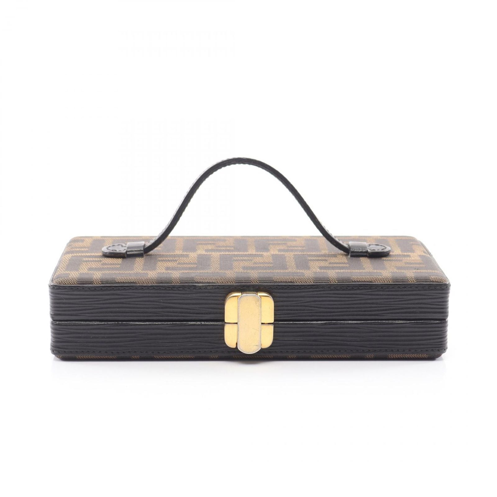 Fendi Handbag Zucca Brown Canvas Leather Mini Vanity Bag
