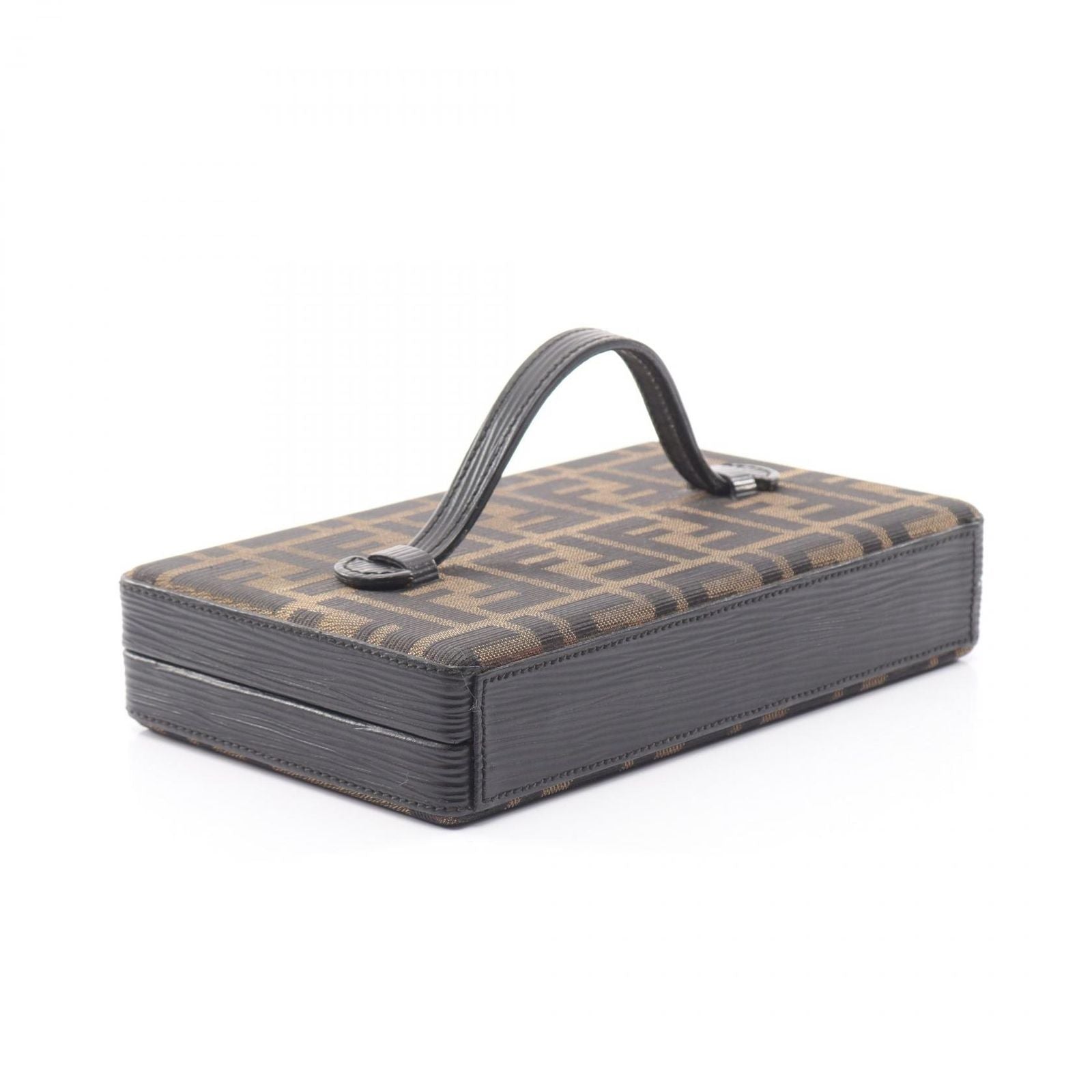 Fendi Handbag Zucca Brown Canvas Leather Mini Vanity Bag — view 2