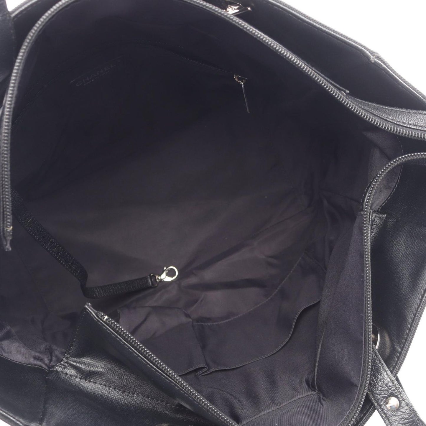 Chanel Tote Bag Paris Biarritz MM Black Canvas Leather MM — view 3