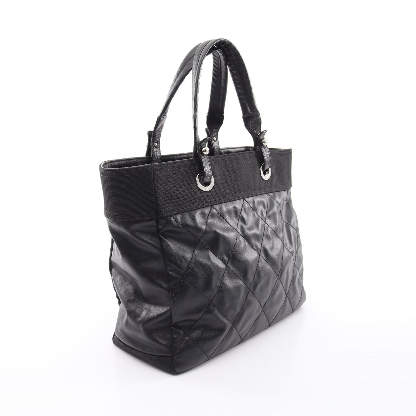 Chanel Tote Bag Paris Biarritz MM Black Canvas Leather MM — view 2