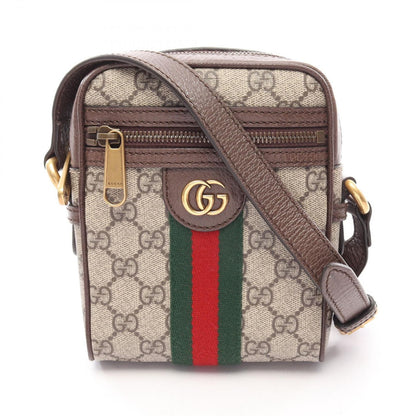 Gucci Shoulder Bag Ophidia GG Supreme Beige Brown Green Canvas Leather Mini