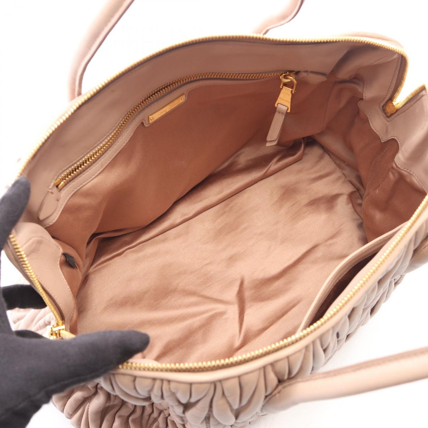 Miu Miu Handbag Matelasse 2-Way Pink Beige Leather — view 3