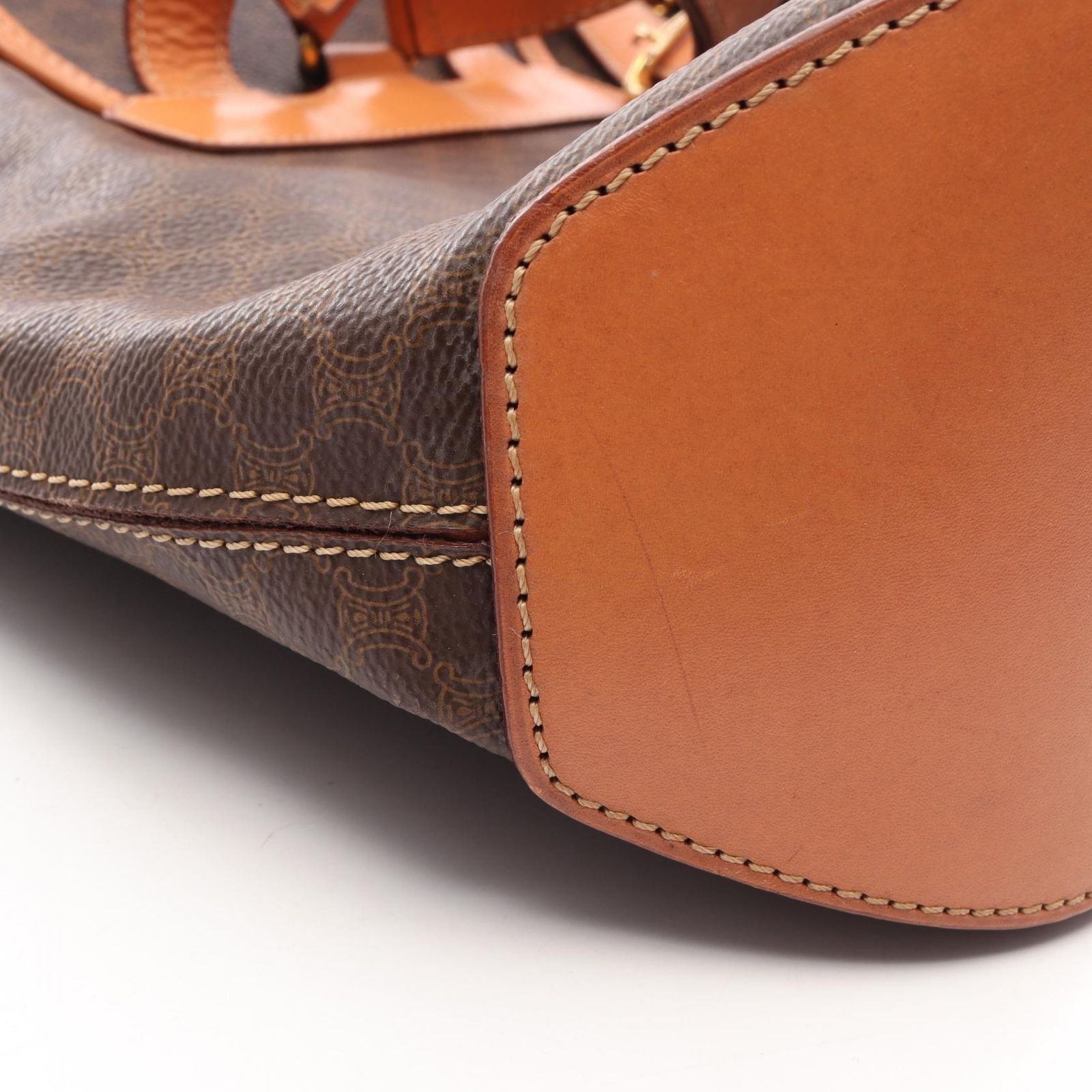 Celine Backpack Macadam Brown Dark Canvas Leather — view 6