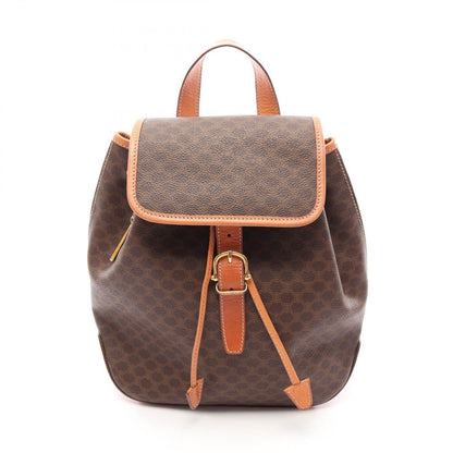 Celine Backpack Macadam Brown Dark Canvas Leather
