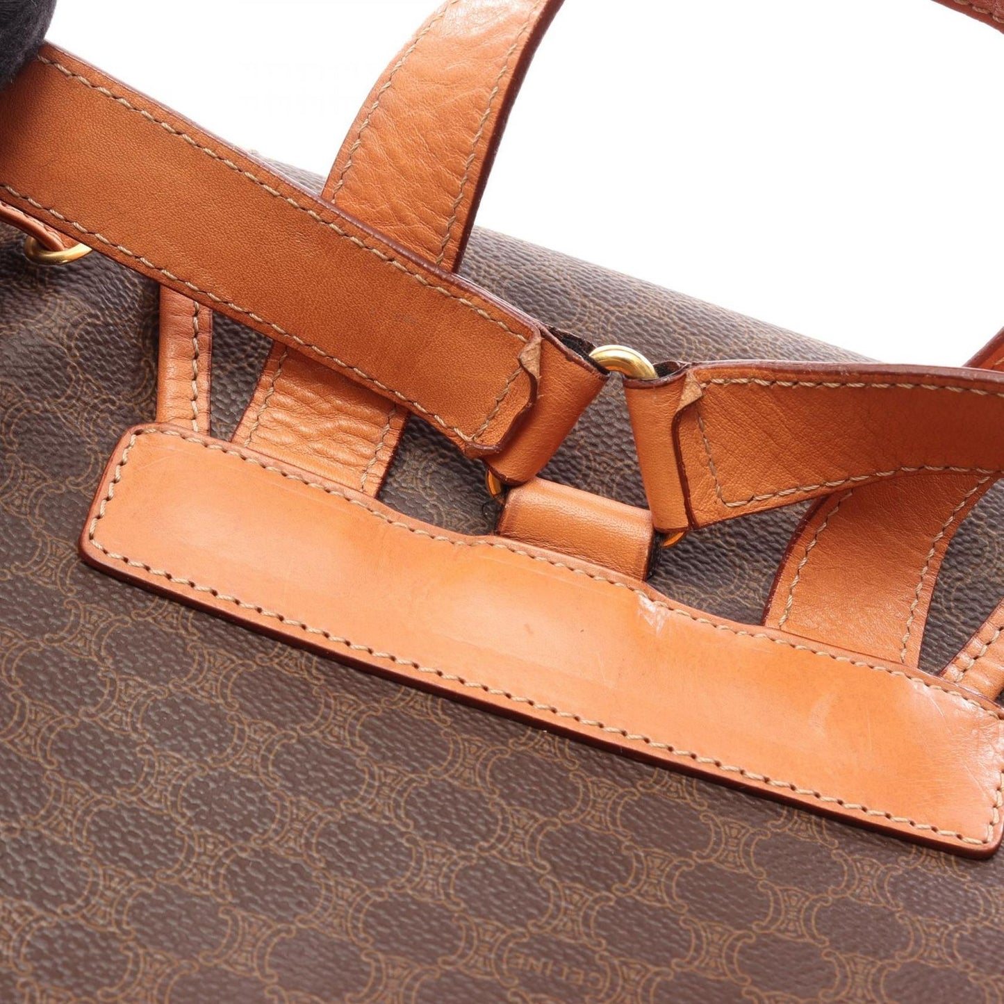 Celine Backpack Macadam Brown Dark Canvas Leather — view 8