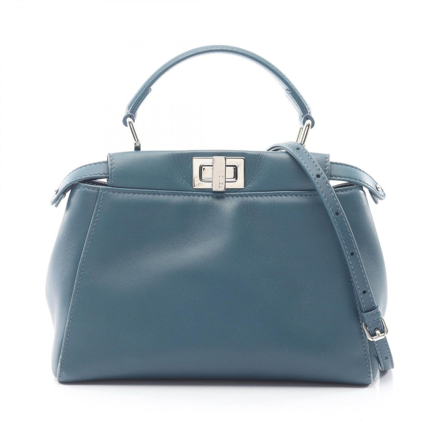 Fendi Handbag Mini Peekaboo Blue Green Leather