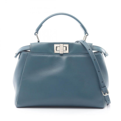 Fendi Handbag Mini Peekaboo Blue Green Leather