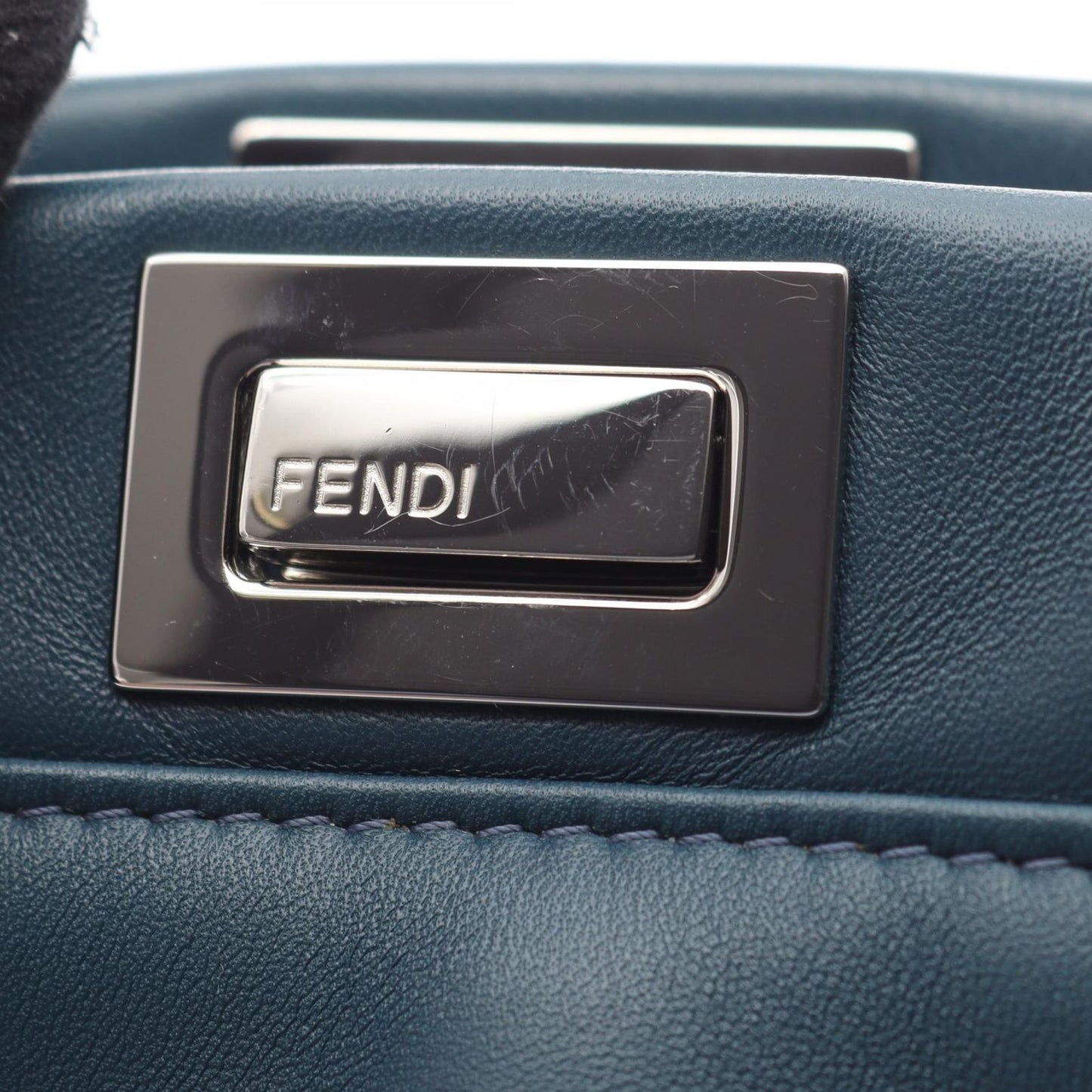 Fendi Handbag Mini Peekaboo Blue Green Leather — view 7