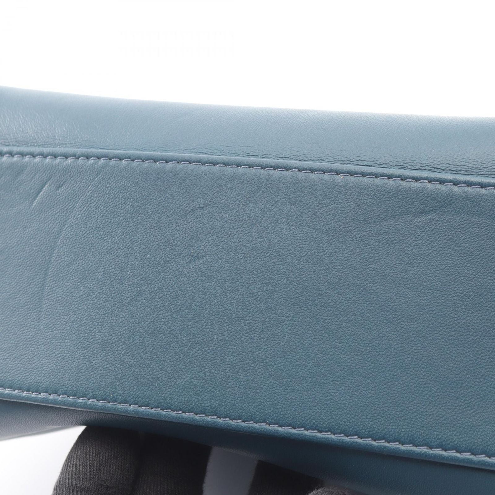 Fendi Handbag Mini Peekaboo Blue Green Leather — view 8