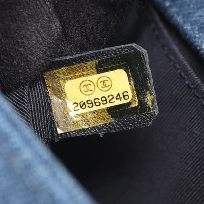 Chanel Shoulder Bag Boy Small Patchwork Antique Gold Denim Blue Ivory Multi — view 5