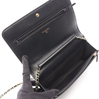 Chanel Shoulder Bag Boy Champagne Gold Black Lambskin Boy Chain Wallet — view 3