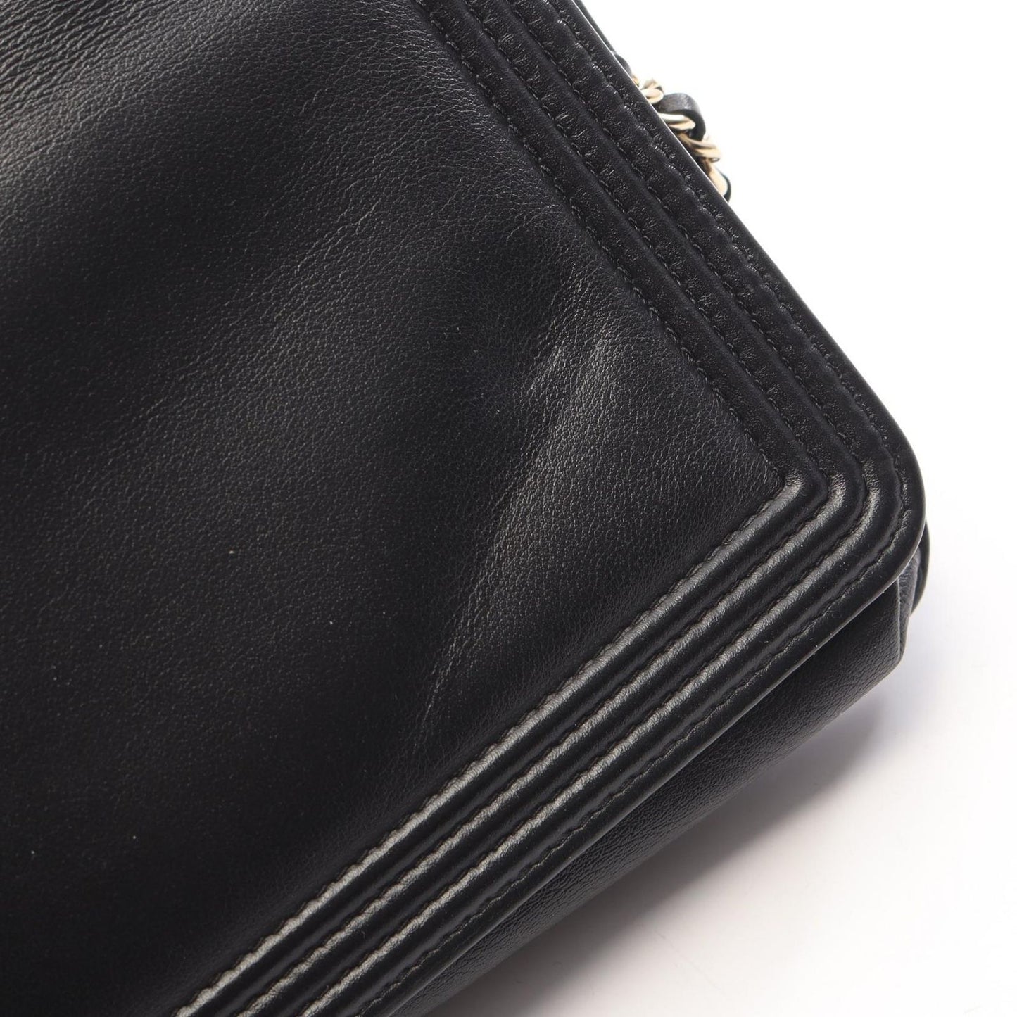 Chanel Shoulder Bag Boy Champagne Gold Black Lambskin Boy Chain Wallet — view 8