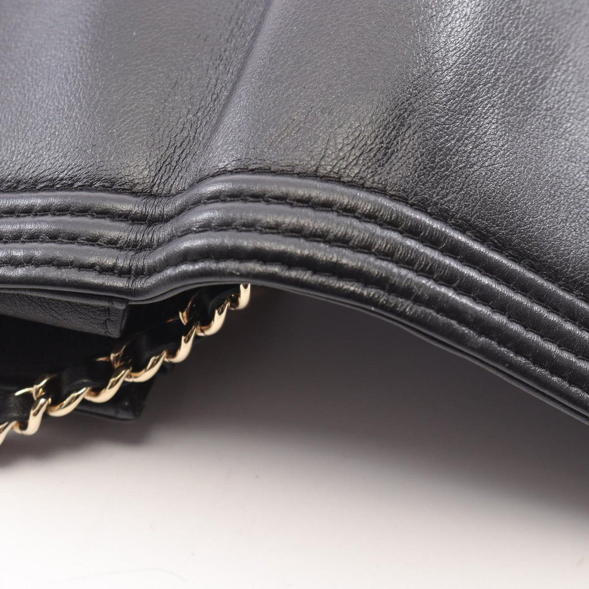 Chanel Shoulder Bag Boy Champagne Gold Black Lambskin Boy Chain Wallet — view 7