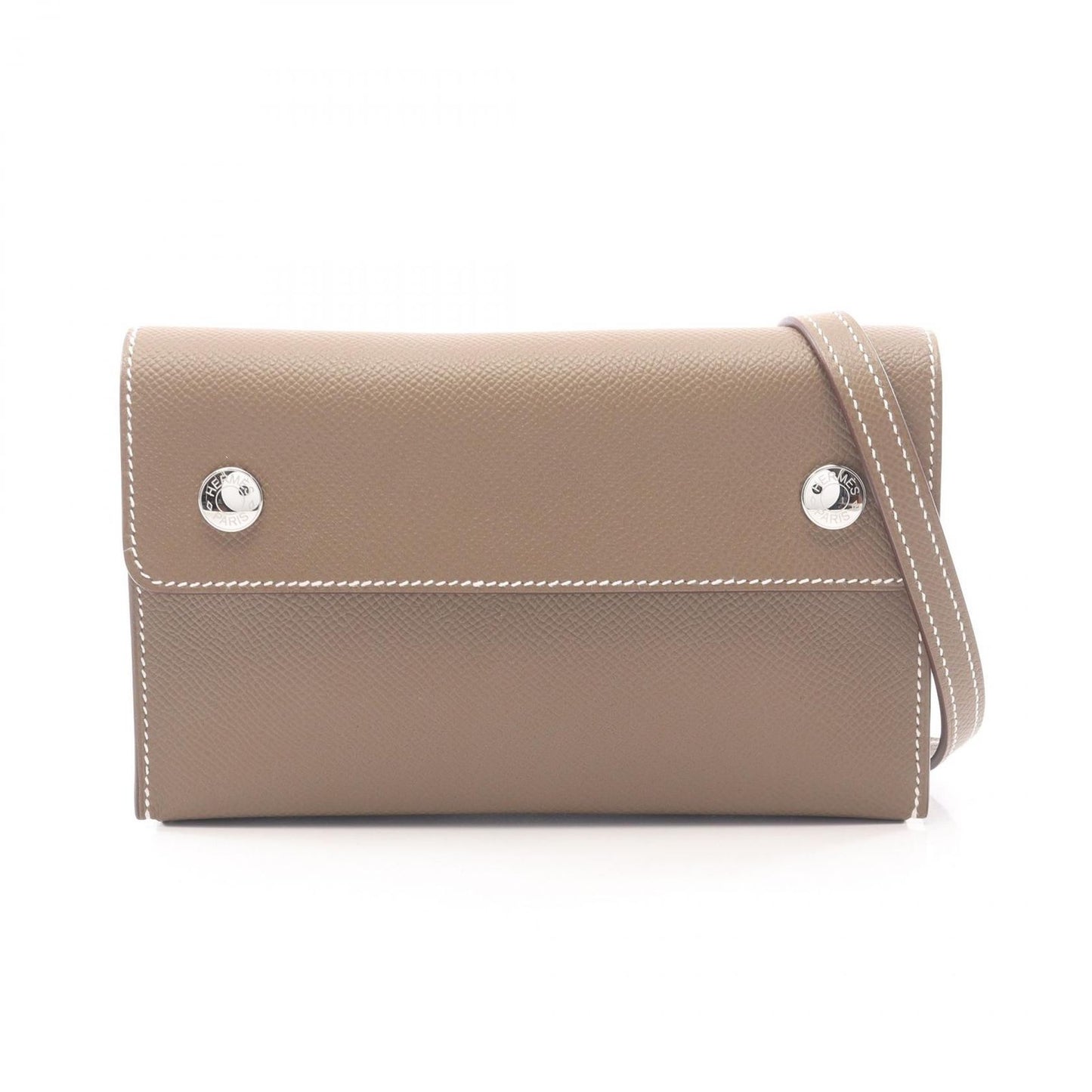 Hermes Shoulder Bag Snap to Go Etoupe Leather