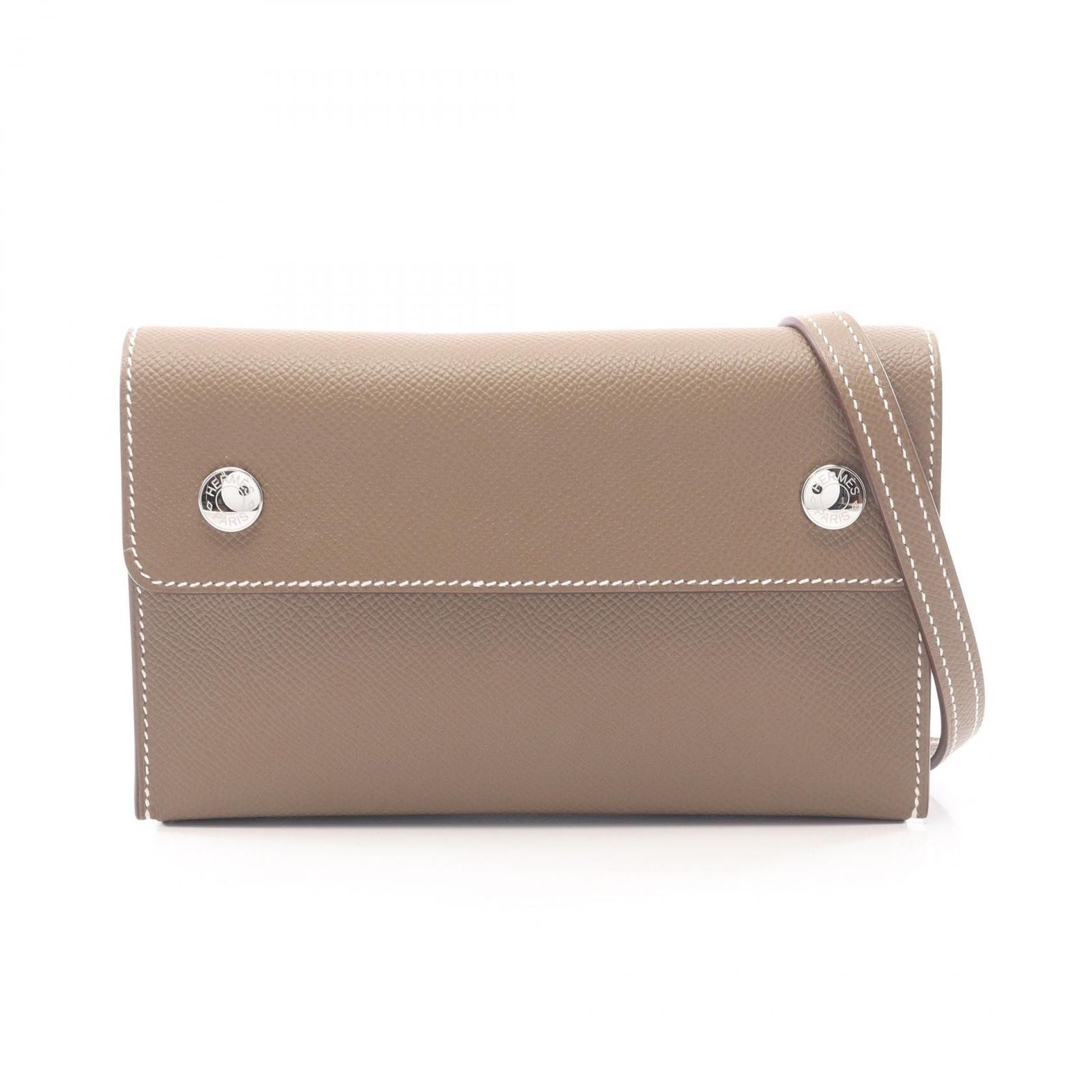 Hermes Shoulder Bag Snap to Go Etoupe Leather