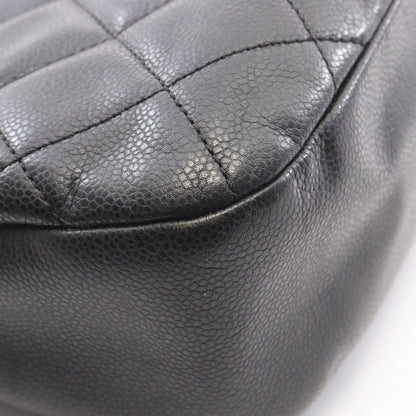 Chanel Tote Bag Quilted Black Caviar Leather CC Logo Chain — view 8